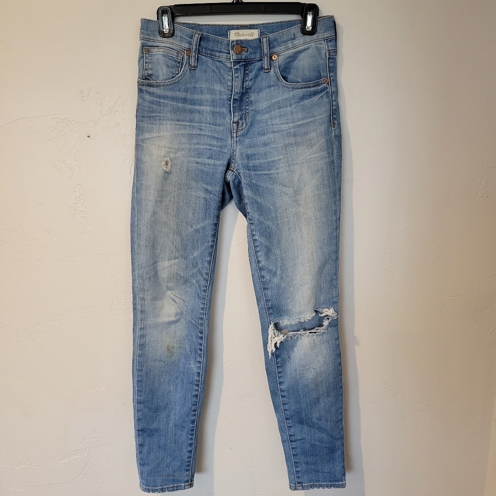 Madewell 9" High Riser Skinny Skinny Jeans 27 Light Wash Distressed Denim